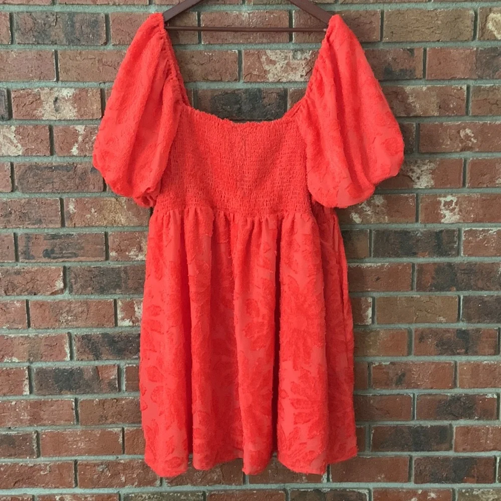Future Collective Vibrant Orange Puff Sleeve Dress